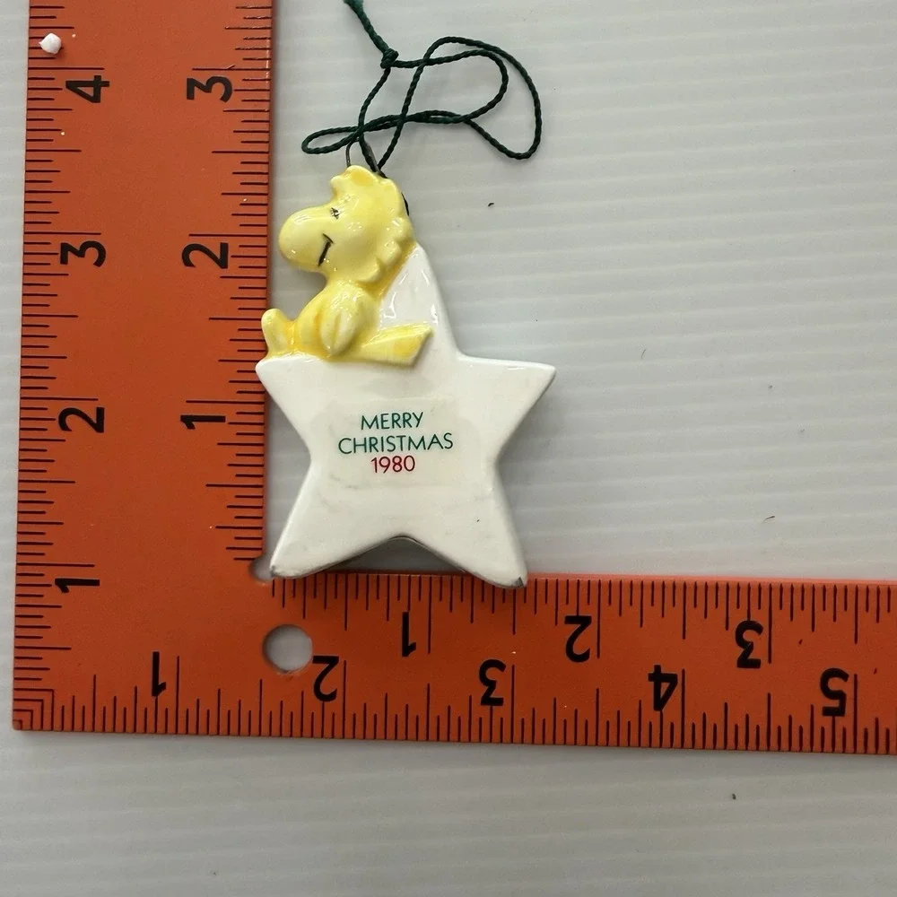 Vintage 1980 Woodstock Peanuts Merry Christmas Star Ceramic Snoopy Bird
